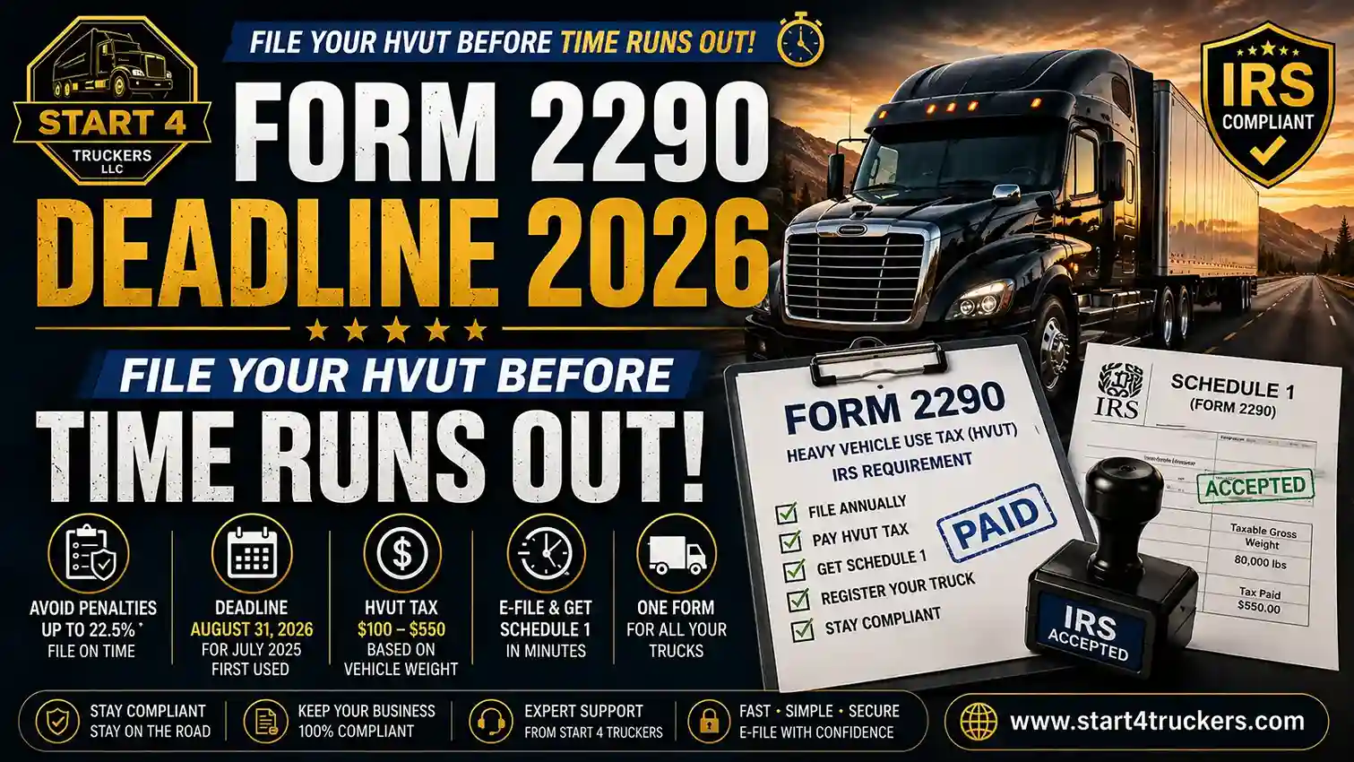 Form 2290 Deadline 2026 File Your HVUT Before Time Runs Out