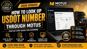 how to look up USDOT number through Motus