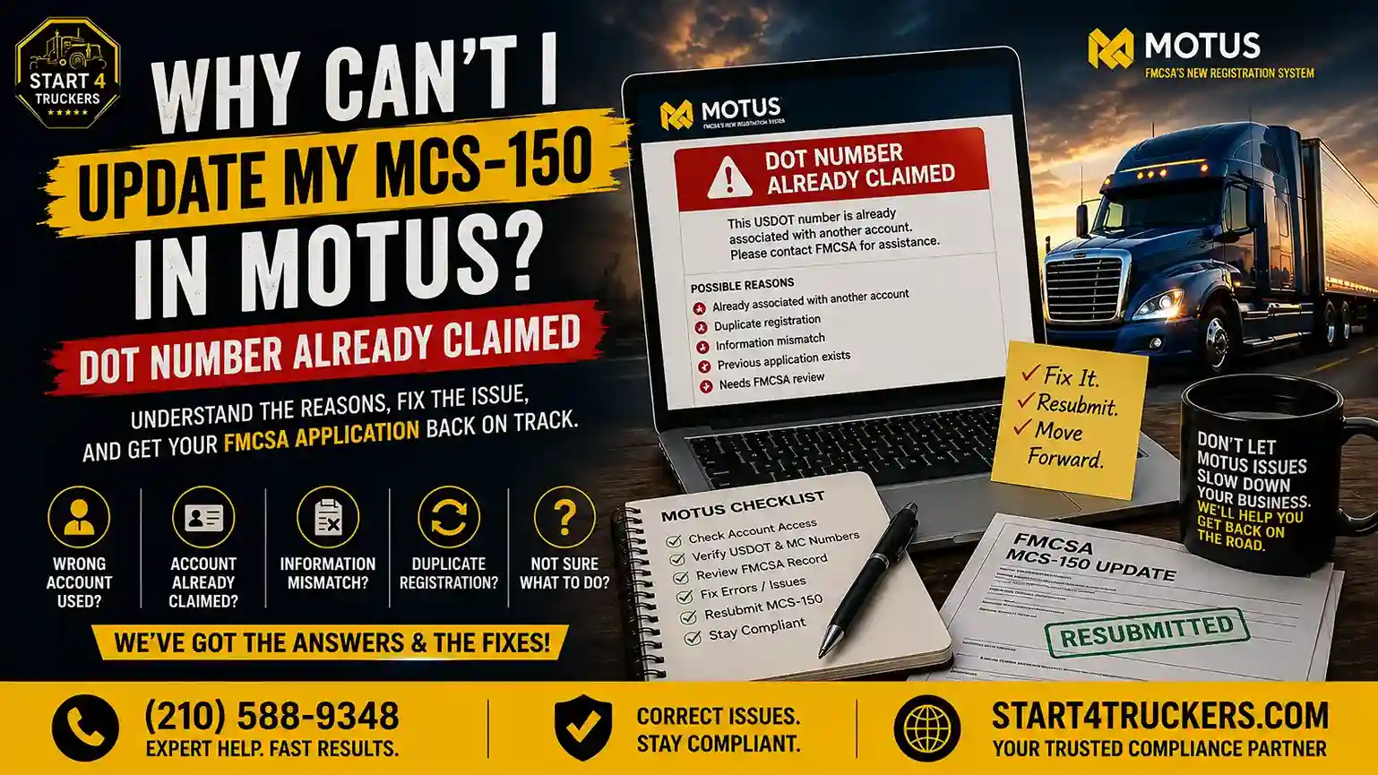 Why Can’t I Update My MCS-150 in MOTUS DOT Number Already Claimed